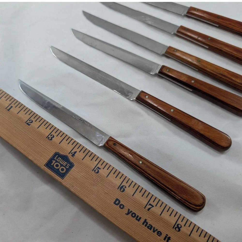 Craftsman Steak Knives Set‎ of 6 Stainless Steel Wood Handle Dinner Knives